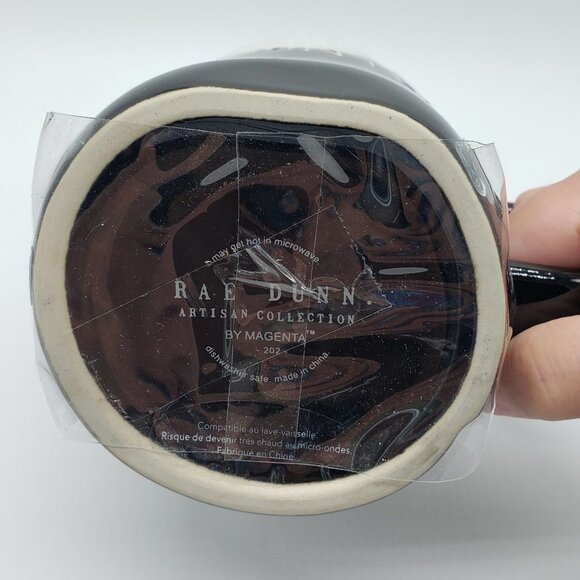 Rae Dunn Magenta Black Haunted Ceramic Mug with Haunted House Lid NEW! - Picture 6 of 6